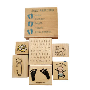 Baby Rubber Stamps Its a Boy Footprints Just Arrived ABC Shoes